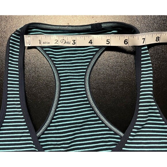 Lululemon Cool Racerback Classic Stretch Hyper Stripe Blue Luon Tank Size 6 - Picture 8 of 12